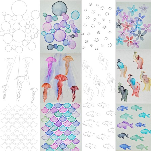 Erasable Watercolor Outlines - Introduction Set - 6 pack small