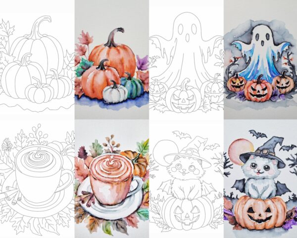 Kiwistart Erasable Watercolor Outlines 8.5 by 5.5 in - 4 pack medium - October 1